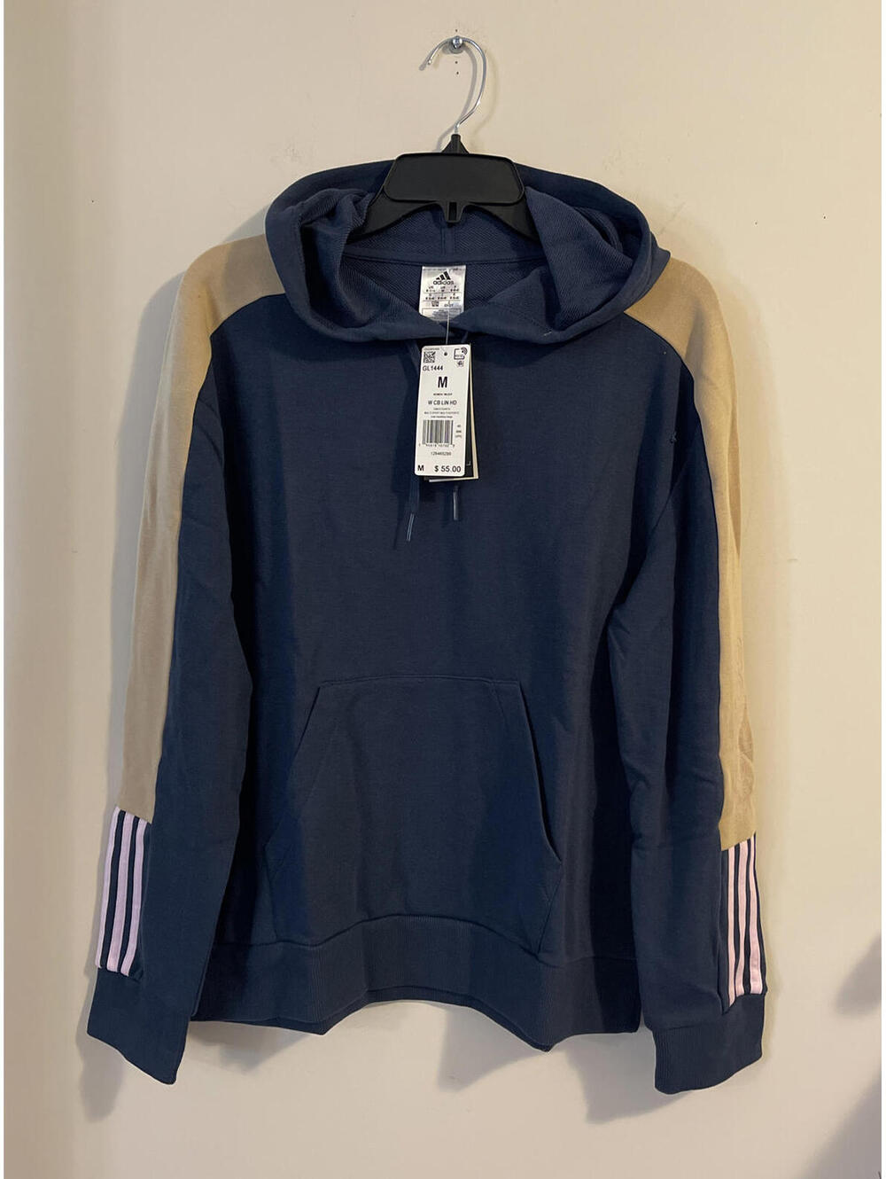 Adidas Womens Small Blue Colorblock Pullover Hoodie NWT! A610 - Picture 1 of 7